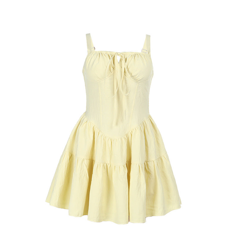 Damen verspieltes Mini-Kleid mit lässigem Schnitt und Rüschendetails Drune