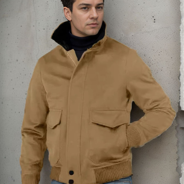 Herren modische Bomberjacke mit warmem Kragen Drune