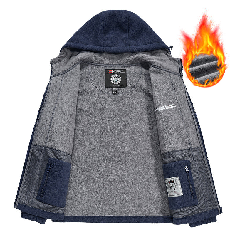 Herren Fleecejacke mit praktischem Halsschutz Drune