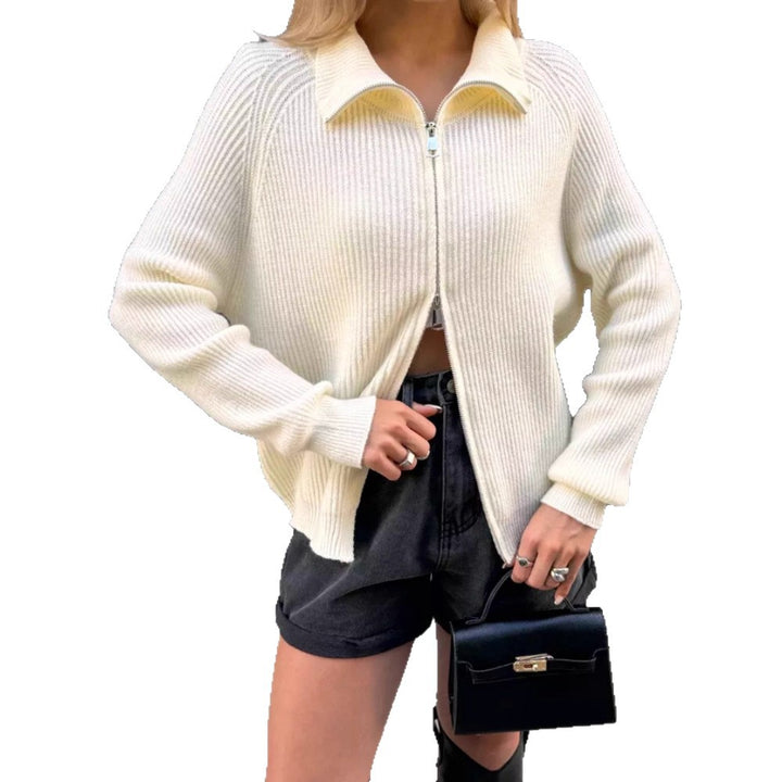 Damen Moderner Strickjacke mit hochwertigem Reißverschluss Drune