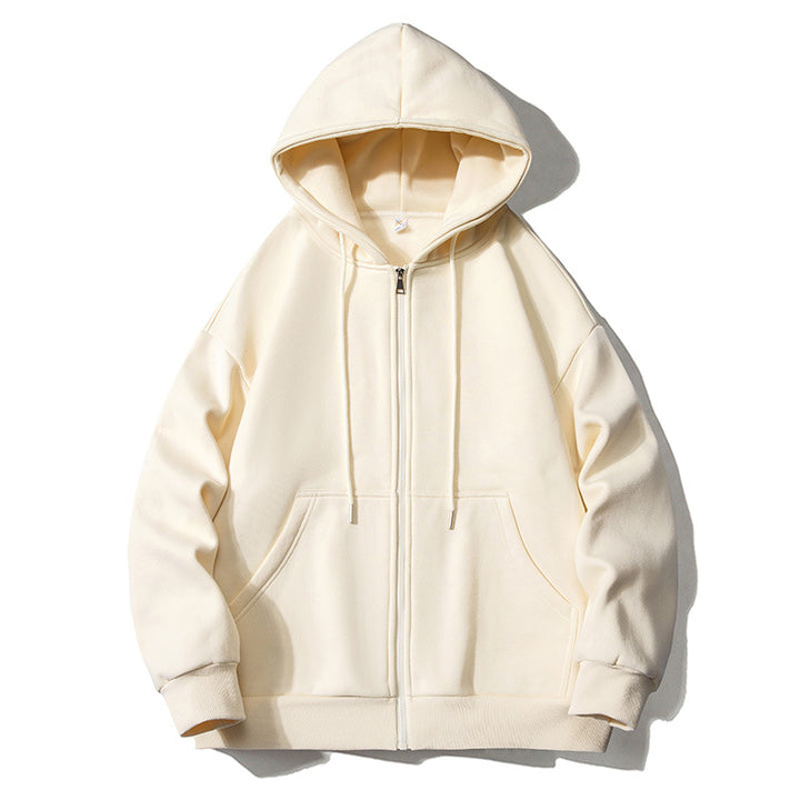Herren Kapuzensweatjacke mit durchgehendem Reißverschluss, Oversize‑Schnitt und Raglanärmeln Drune