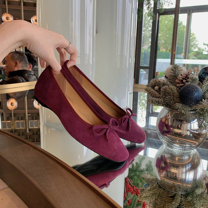 Damen Ballerinas mit charmantem Schleifendetail aus hochwertigem Wildleder Drune