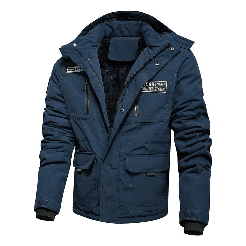 Herren Thermo-Outdoorparka mit Kunstfellkapuze, gesteppter Innenfütterung und multifunktionalen Taschen Drune