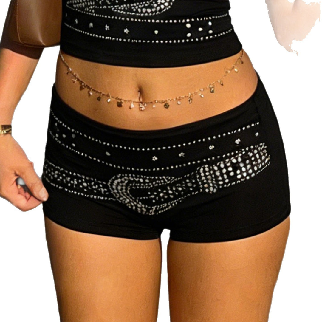 Damen Funkelnde Glitzer-Shorts im sportlichen Design Drune