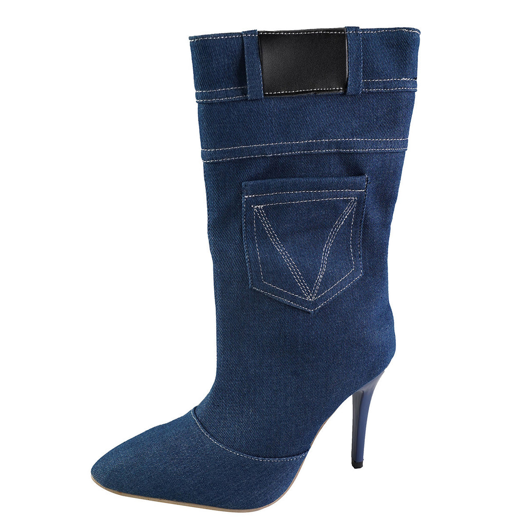 Damen Overknee-Stiefel aus hochwertigem Denim mit elegantem Absatz Drune