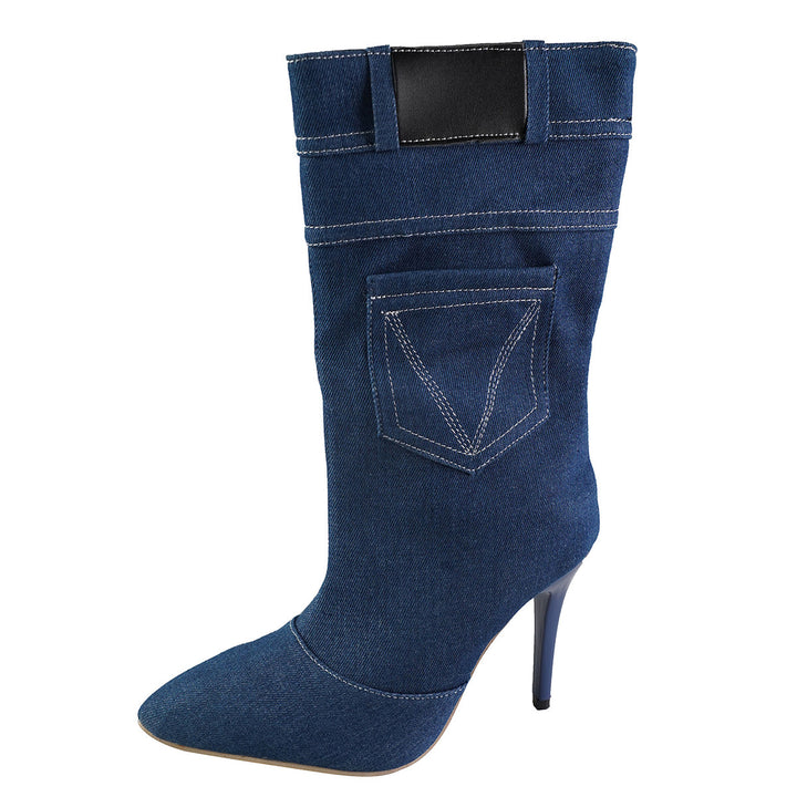 Damen Overknee-Stiefel aus hochwertigem Denim mit elegantem Absatz Drune