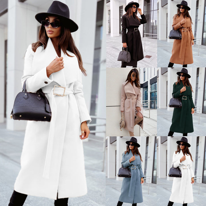 Damen Eleganter Trenchcoat mit Gürtel und strukturiertem Stoff Drune