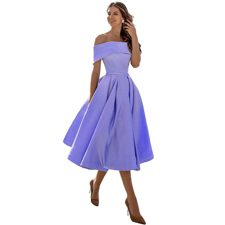 Drune | Vielseitiges Trägerloses Satin-Kleid Für Partys