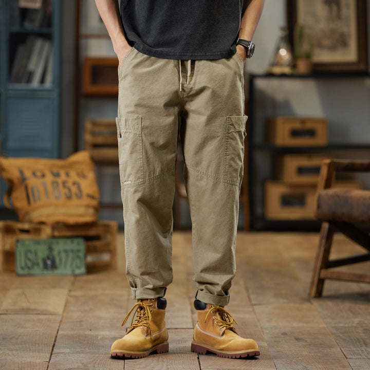 Herren Baumwoll-Twill Joggerhose im Tapered-Schnitt mit Tunnelzug und gekrempeltem Saum Drune