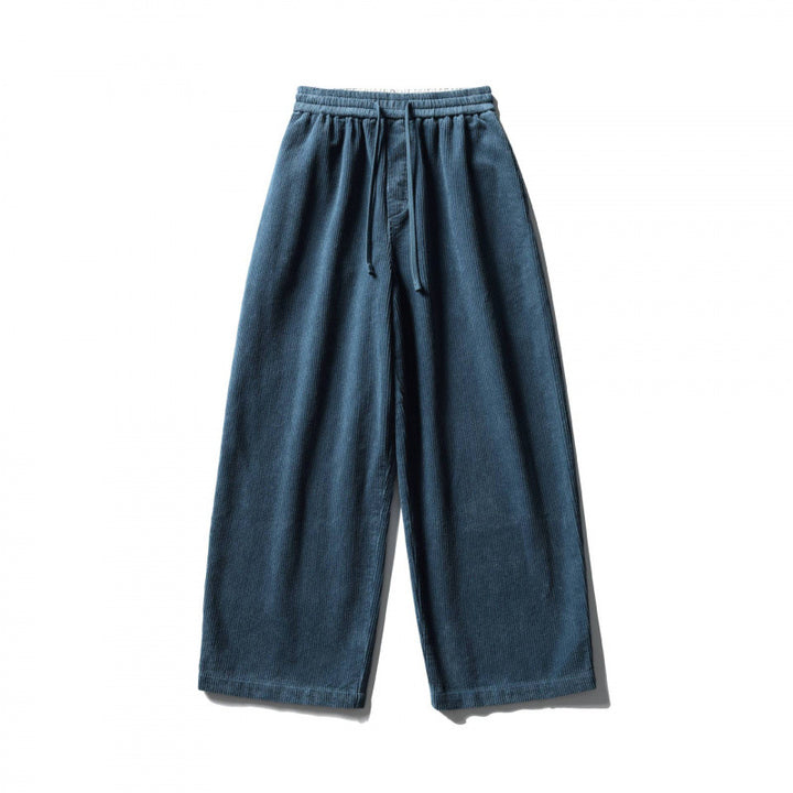 Unisex Weite Cordhose im Relaxed-Fit mit elastischem Bund, Tunnelzug und geradem Bein Drune