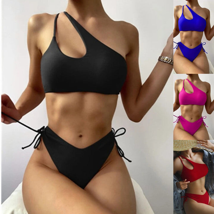 Damen Sportlicher Bikini mit asymmetrischem Oberteil und verstellbaren Trägern Drune