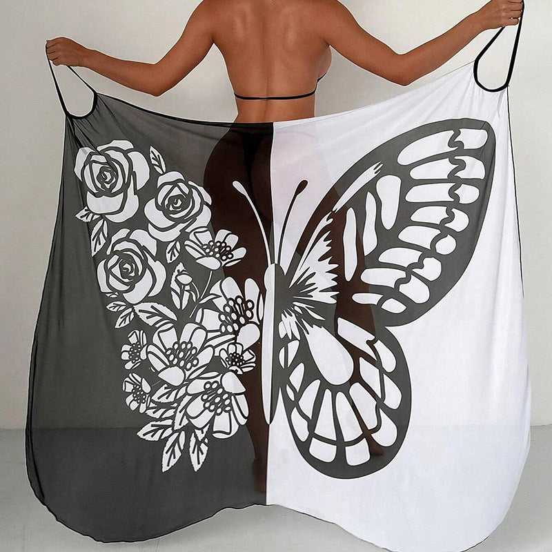 Damen Strandtuch mit elegantem Schmetterlingsdruck Drune
