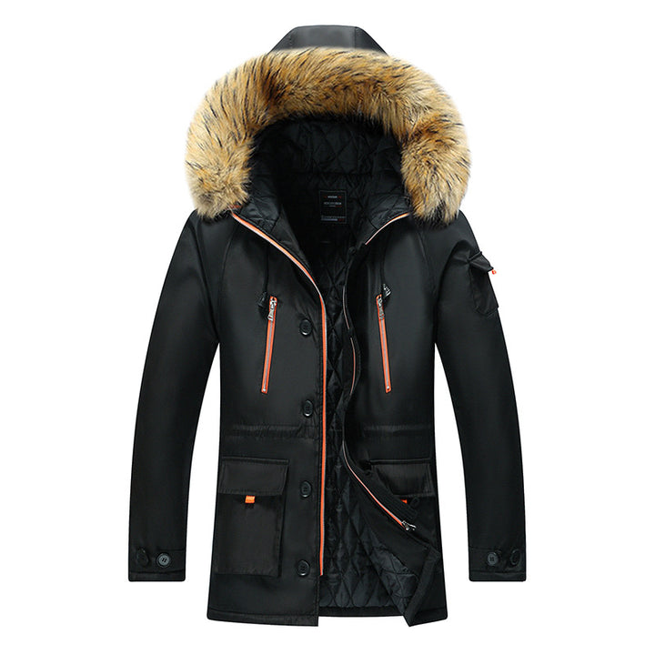 Herren  isolierter Parka mit Kapuze aus Kunstfell und wattierter Thermofütterung Drune