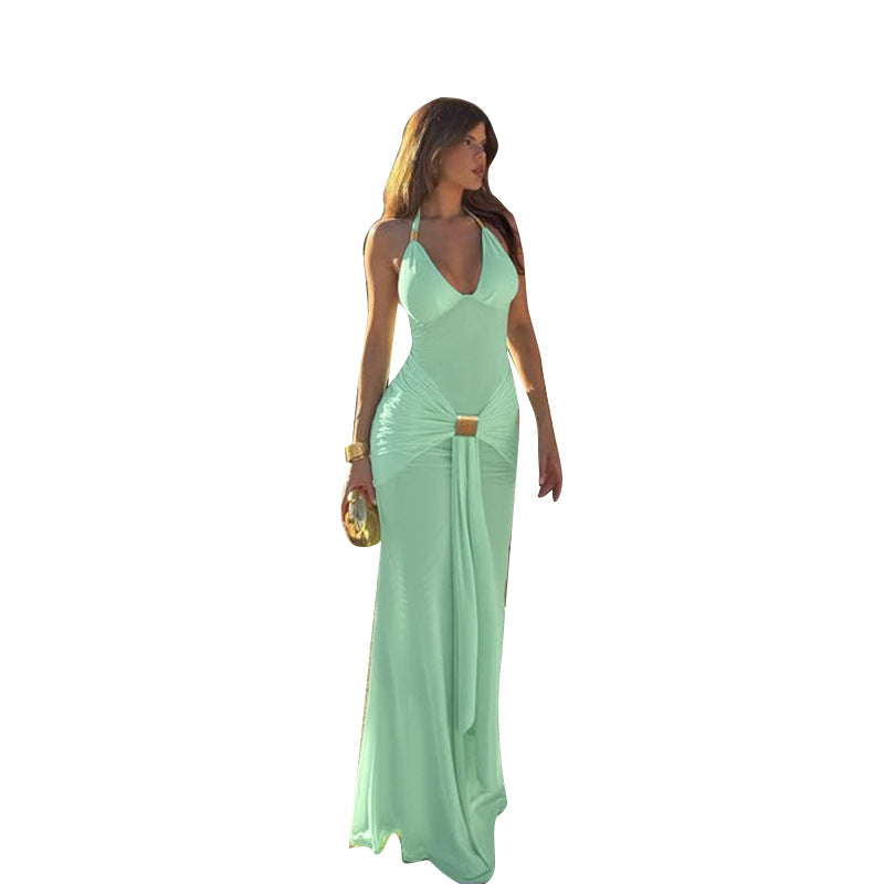 Damen Maxikleid mit raffiniertem Wickeldesign und verführerischem V-Ausschnitt Drune