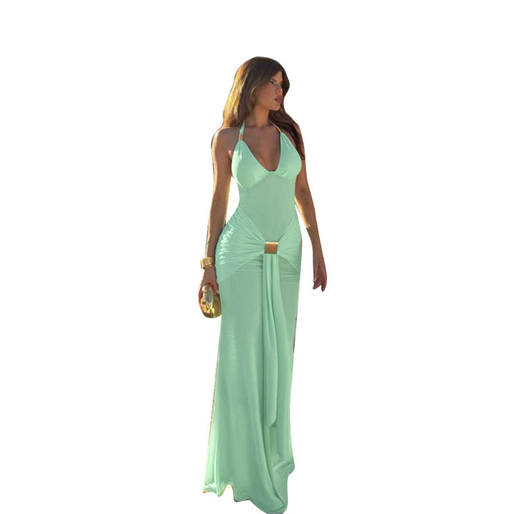 Damen Maxikleid mit raffiniertem Wickeldesign und verführerischem V-Ausschnitt Drune