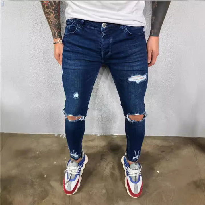 Herren Slim Fit Jeans mit modischen Rissen Drune