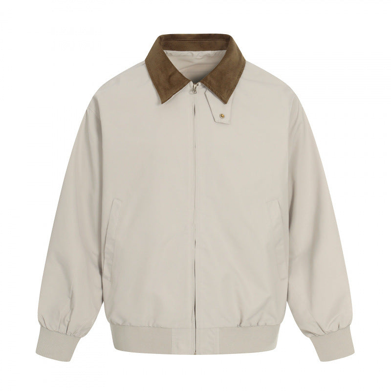 Herren Harrington-Jacke mit Cordkragen, geripptem Saum und dezenter Frontzipper Drune