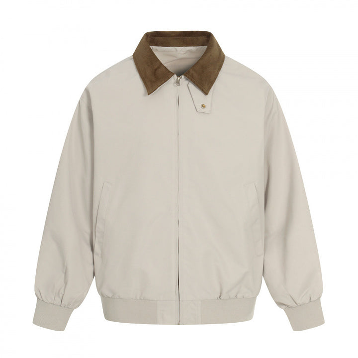 Herren Harrington-Jacke mit Cordkragen, geripptem Saum und dezenter Frontzipper Drune