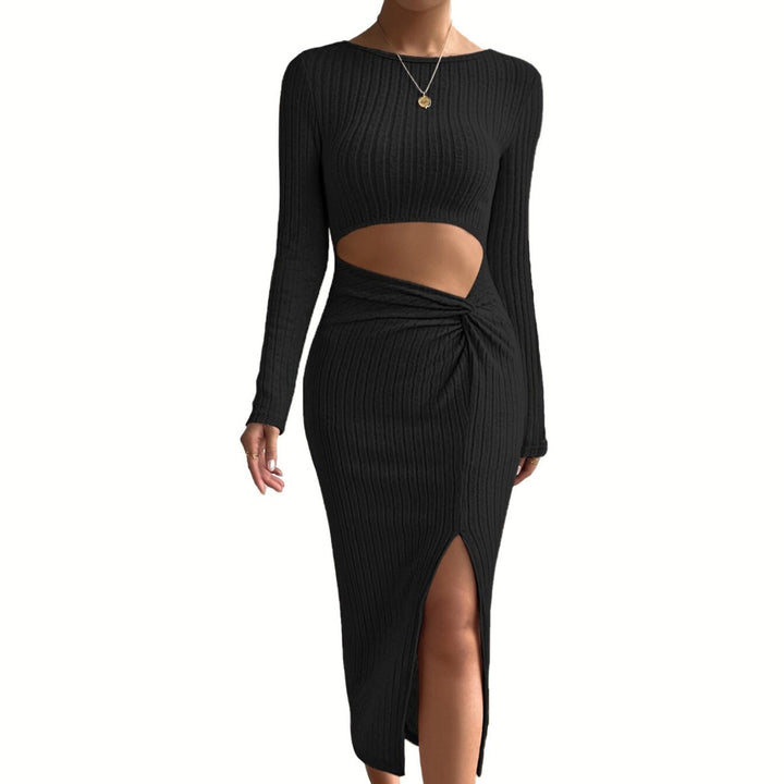 Damen Langarm Kleid mit Cut-Out-Details und innovativem Wickeldesign Drune