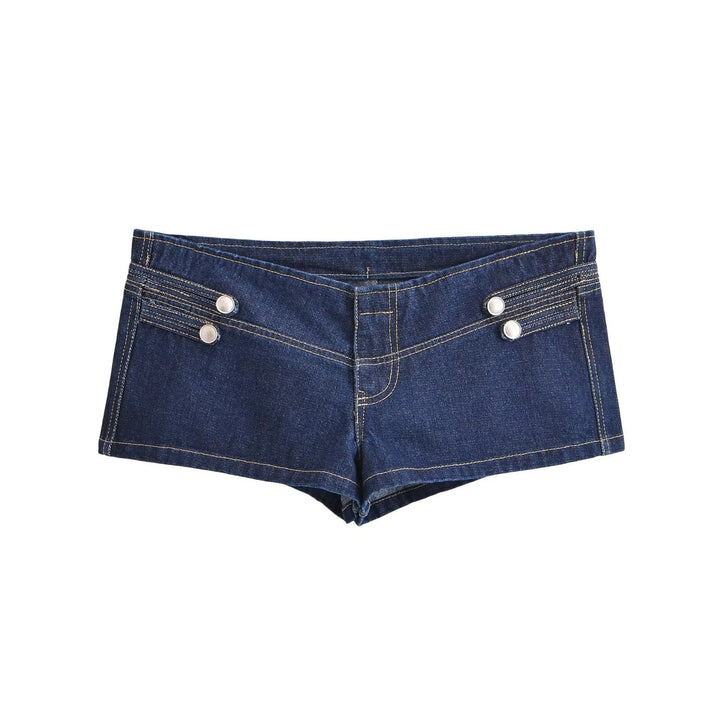 Damen Jeansjacke im Military‑Stil mit Stehkragen und dekorativen Reihen‑Druckknöpfen Drune