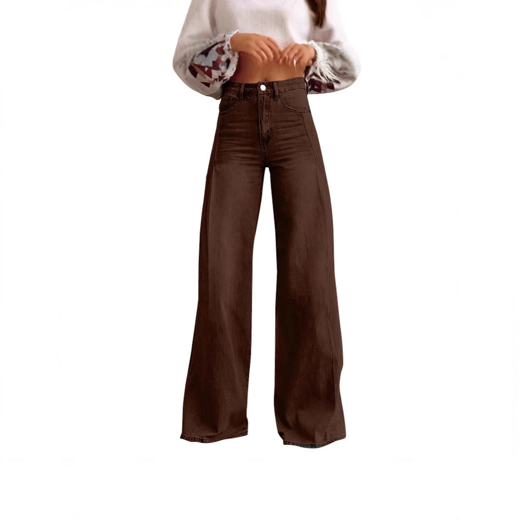 Damen Weite High-Waist Jeans im Urbanen Stil Drune