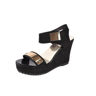 Damen nan Keilabsatz-Sandalette mit Plateau und metallischen Details Drune