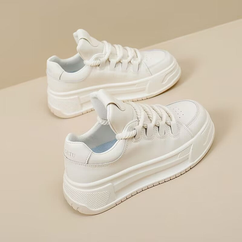 Damen modische Sneakers mit durchgehendem Plateau und elastischen Schnürsenkeln Drune