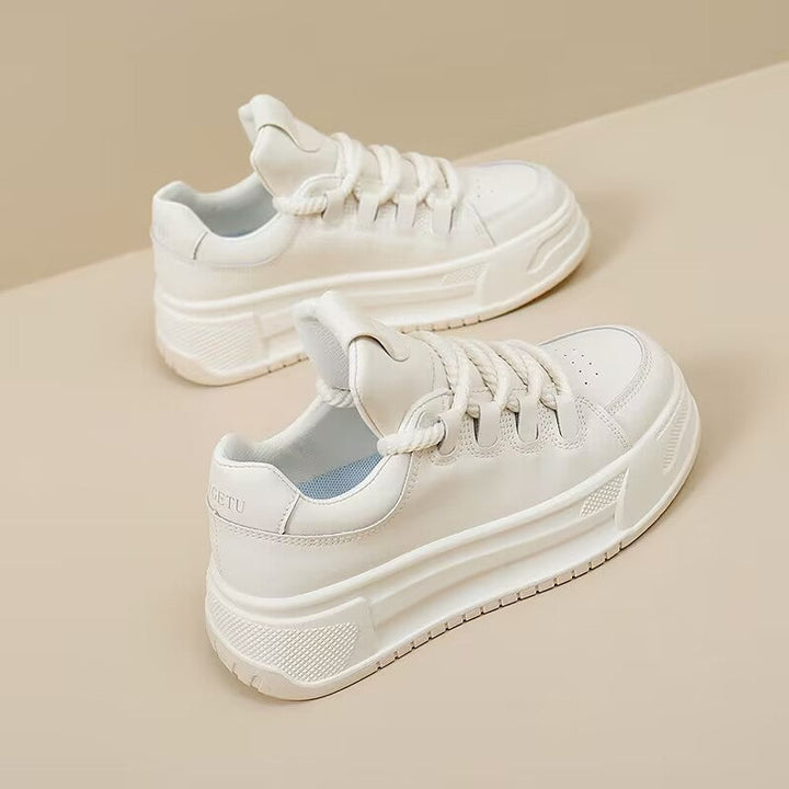 Damen modische Sneakers mit durchgehendem Plateau und elastischen Schnürsenkeln Drune