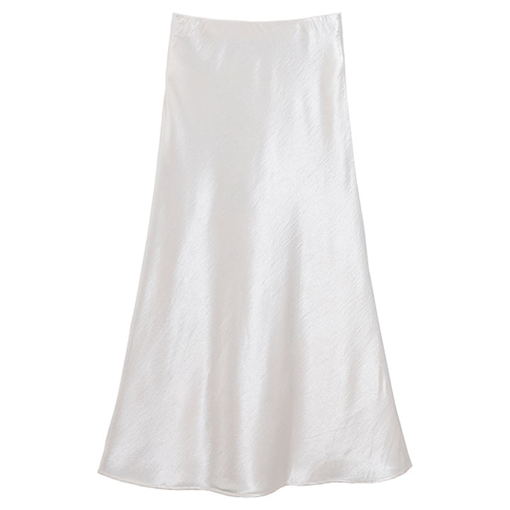 Damen nan eleganter Midirock aus Satin mit A-Linie und nahtlosem Bund Drune