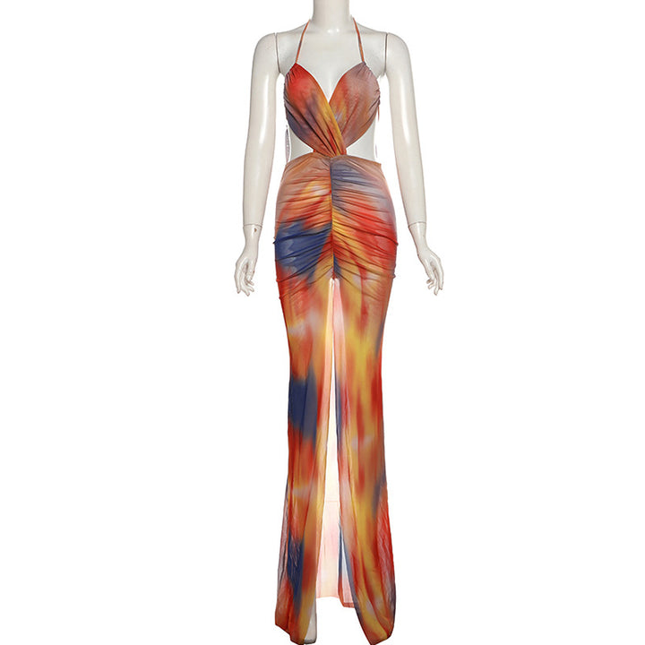 Damen Maxikleid mit raffinierten Drapierungen und tiefem Schlitz Drune