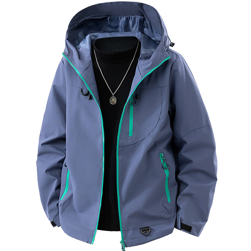 Herren Technische Softshell Outdoorjacke mit Kapuze wasser- und winddichter Membran versiegelte Reißverschlüsse Drune