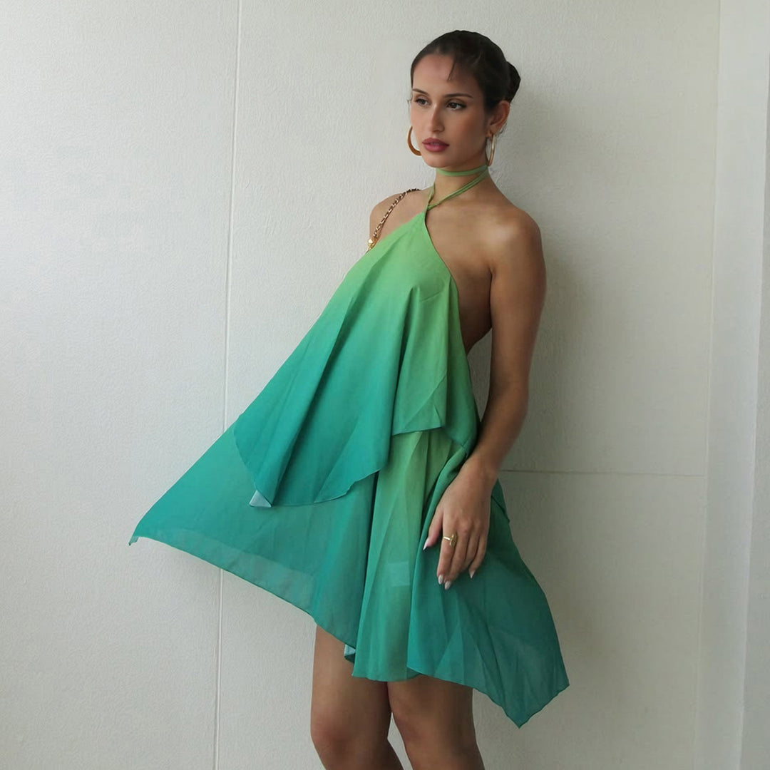 Damen luftiges, asymmetrisches Strandkleid mit Chiffon-Effekt Drune
