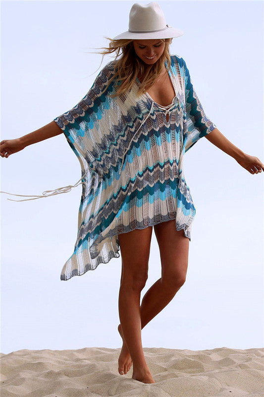 Damen lässiger Beachcover-Up mit flechtartigem Design Drune