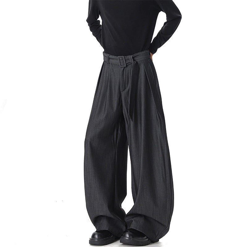 Damen Weite Paperbag-Hose mit hohem Bund, Falten und Taillengürtel Drune
