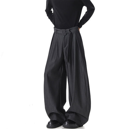 Damen Weite Paperbag-Hose mit hohem Bund, Falten und Taillengürtel Drune
