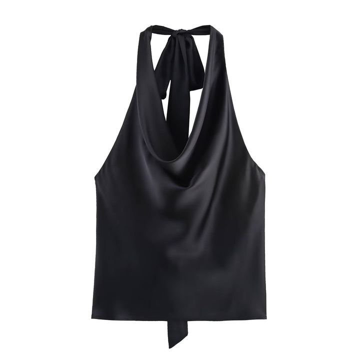 Damen Edles Haltertop mit fließendem Schnitt und eleganter Rückenbinde Drune