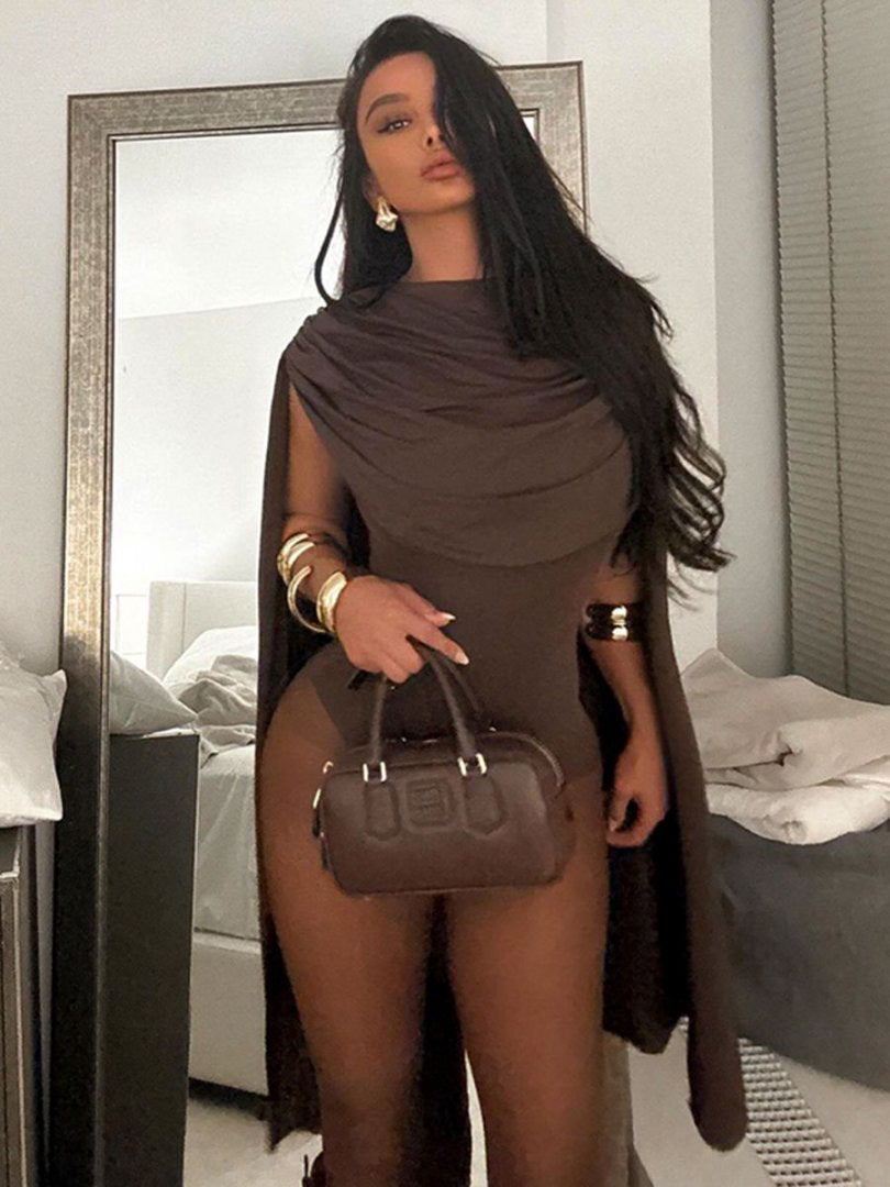 Damen Figurbetontes Cocktailkleid mit kapuzenähnlichem Detail Drune