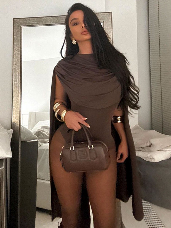 Damen Figurbetontes Cocktailkleid mit kapuzenähnlichem Detail Drune
