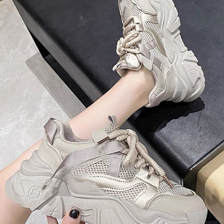 Damen modische Chunky Sneaker mit atmungsaktiver Netzstruktur und robuster Sohle Drune