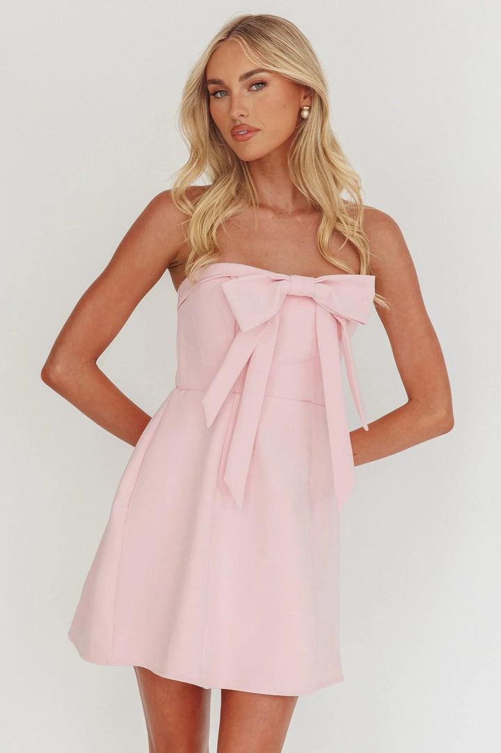 Damen Charmantes Mini-Kleid mit raffiniertem Schleifen-Detail Drune
