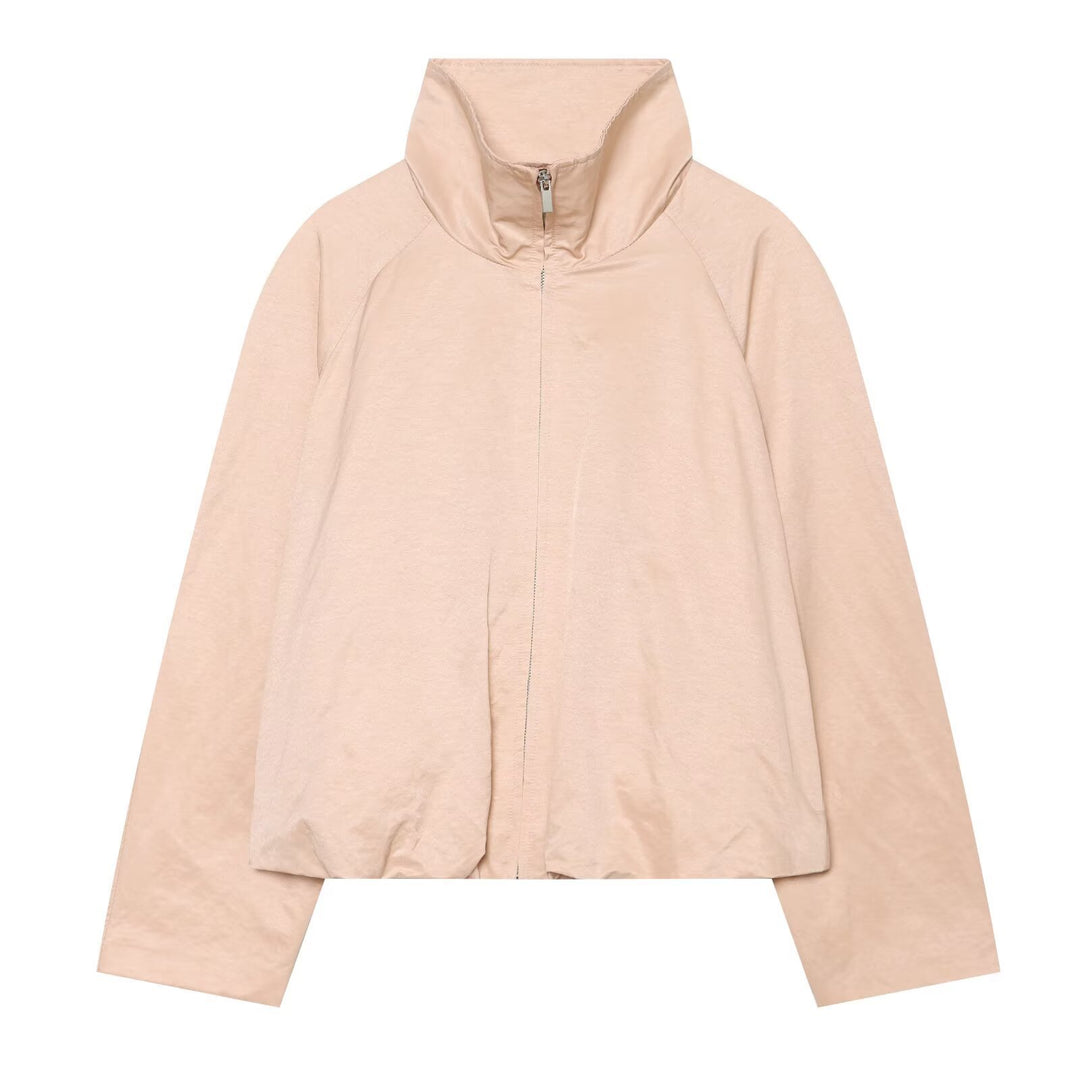 Damen Kurzer Windbreaker‑Blouson mit hohem Stehkragen, Raglanärmeln und Tunnelzugsaum Drune