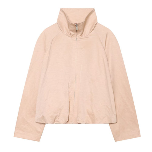 Damen Kurzer Windbreaker‑Blouson mit hohem Stehkragen, Raglanärmeln und Tunnelzugsaum Drune
