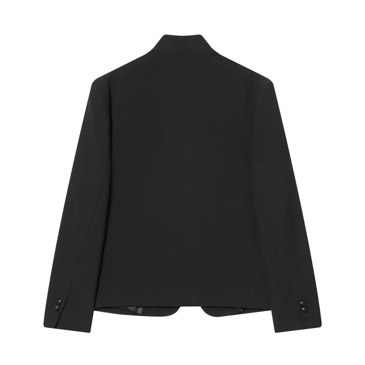 Damen nan taillierter Stehkragen-Blazer mit verdeckter asymmetrischer Front und Zierknöpfen Drune