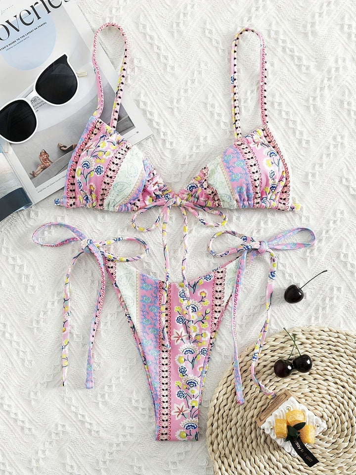 Damen Triangel-Bikini mit verspieltem Design und verstellbaren Trägern Drune