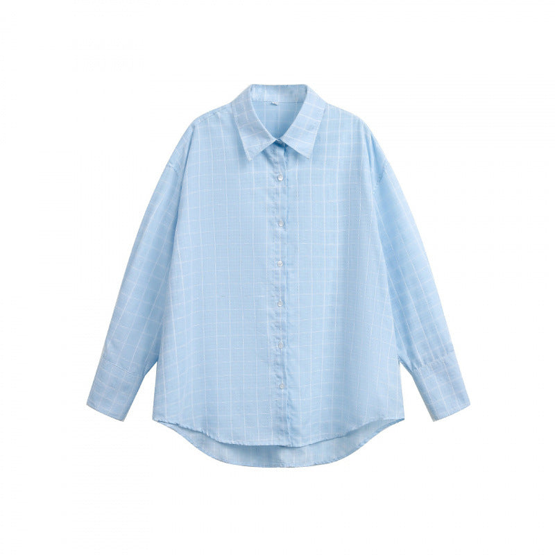 Damen Weites Oversize-Hemd aus leichter Baumwollmischung mit kariertem Muster Drune