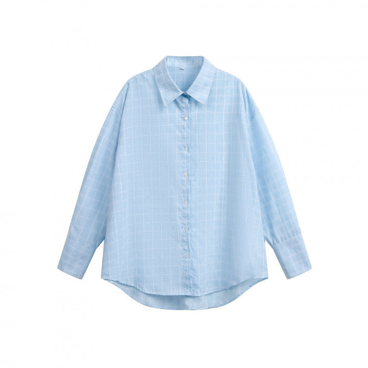 Damen Weites Oversize-Hemd aus leichter Baumwollmischung mit kariertem Muster Drune