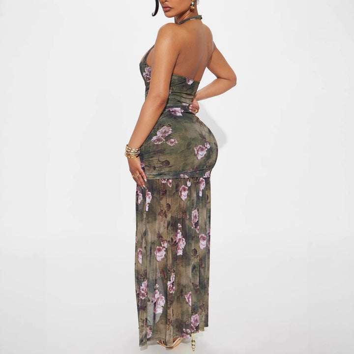 Damen Schulterfreies Maxikleid mit elastischen Rüschendetails Drune