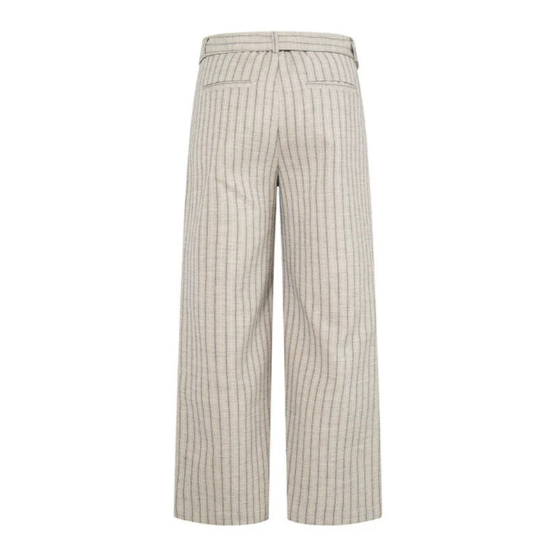 Damen Weite Leinen-Mix Culotte-Hose mit Hochbund und D-Ring-Gürtel Drune