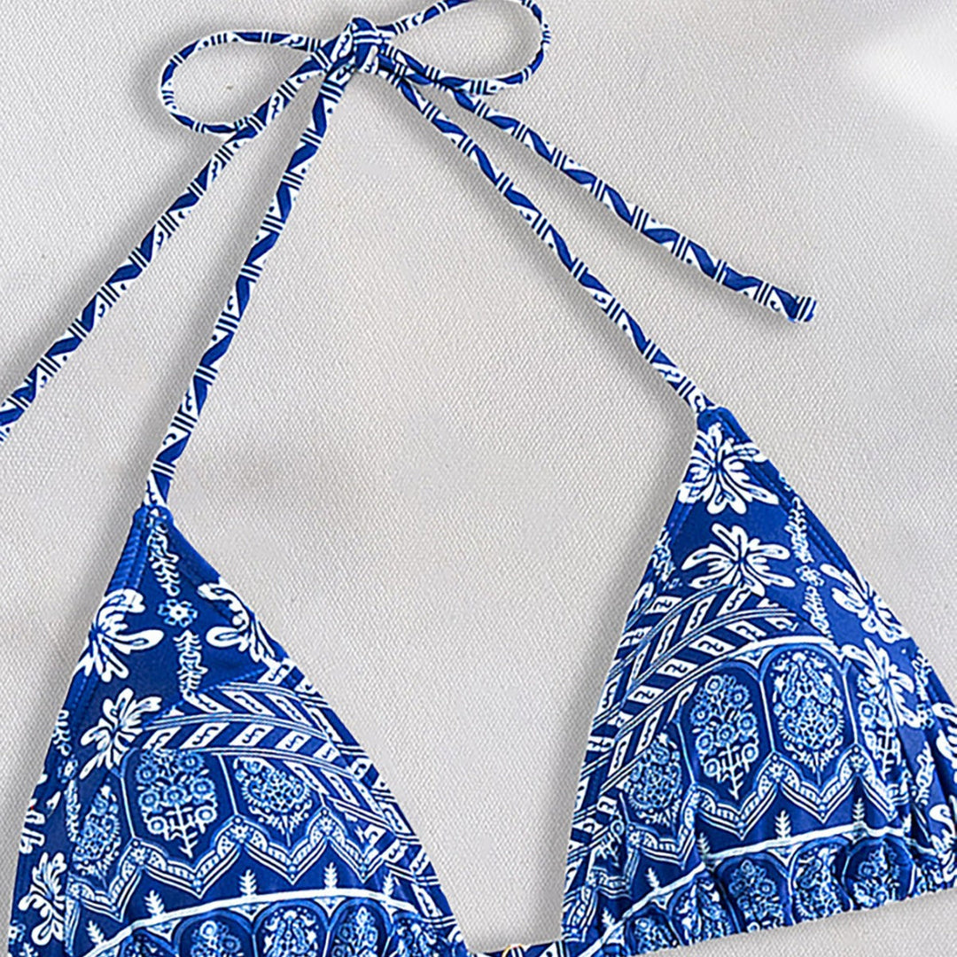 Damen Triangel-Bikini mit verspielt floralem Design und bindbaren Trägern Drune