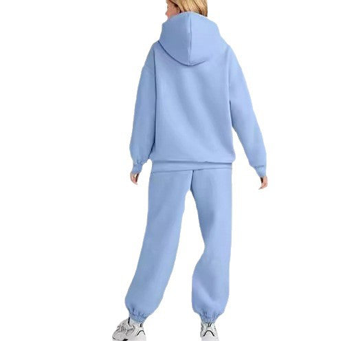 Damen nan Boxy-Hoodie und Palazzo-Jogger Set mit elastischem Knöchelbund Drune